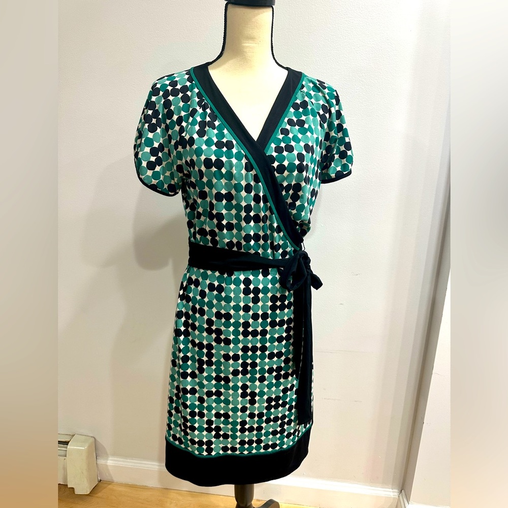 BCBG teal and black wrap dress - size L